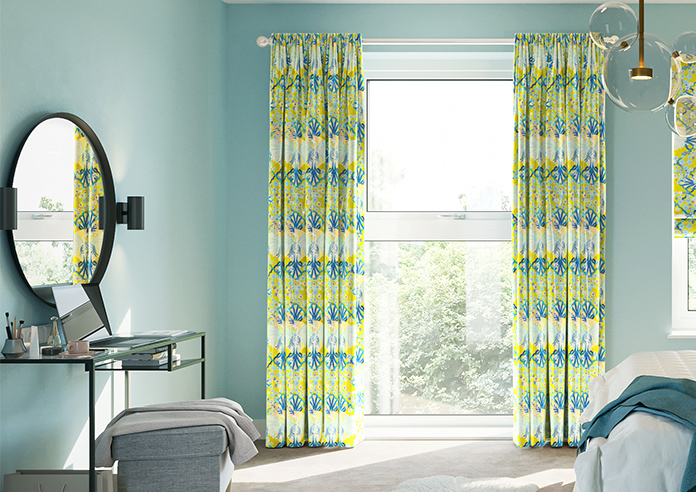 Faded Glamour, China Blue Chartreuse - Made To Measure Curtains - Image 3